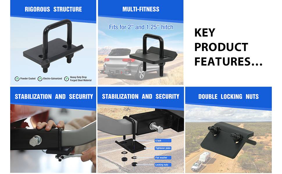 Hitch Tightener for 1.25" and 2" Hitches, Reduce Movement from Hitch Tray Cargo Carrier Bike Rack