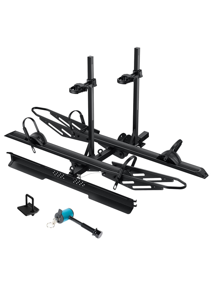 300 LB Off-Road Ultimate 2-Bike E-Bike Hitch Rack with Ramp, 150 LBS per Bike, Heavy Duty Dual Safety Lock, Fits 5" Fat Tire E-Bikes, Foldable for 2" Receiver