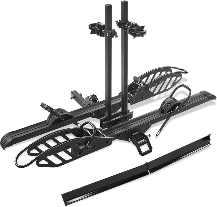 2-Bike Hitch E-bike Rack with Ramp, Fat Tire Electric Bike Carrier, 200 LBS Capacity, Fits 2'' Receiver