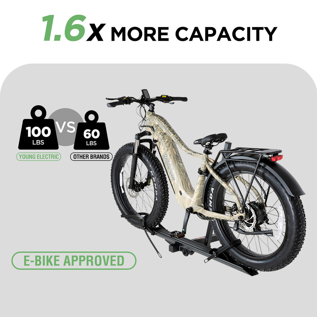 1-Bike Hitch E-bike Rack, Lightweight Single Electric Bike Carrier