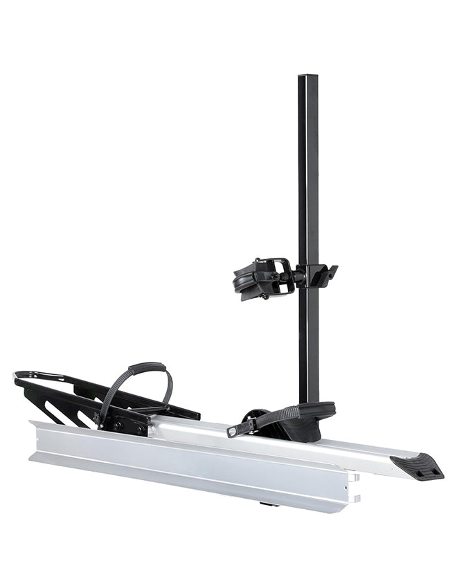 Foldable 1-Bike Hitch E-bike Rack with Ramp, Folding Single Electric Bike Carrier, 100 LBS Capacity, Fits 2'' Receiver