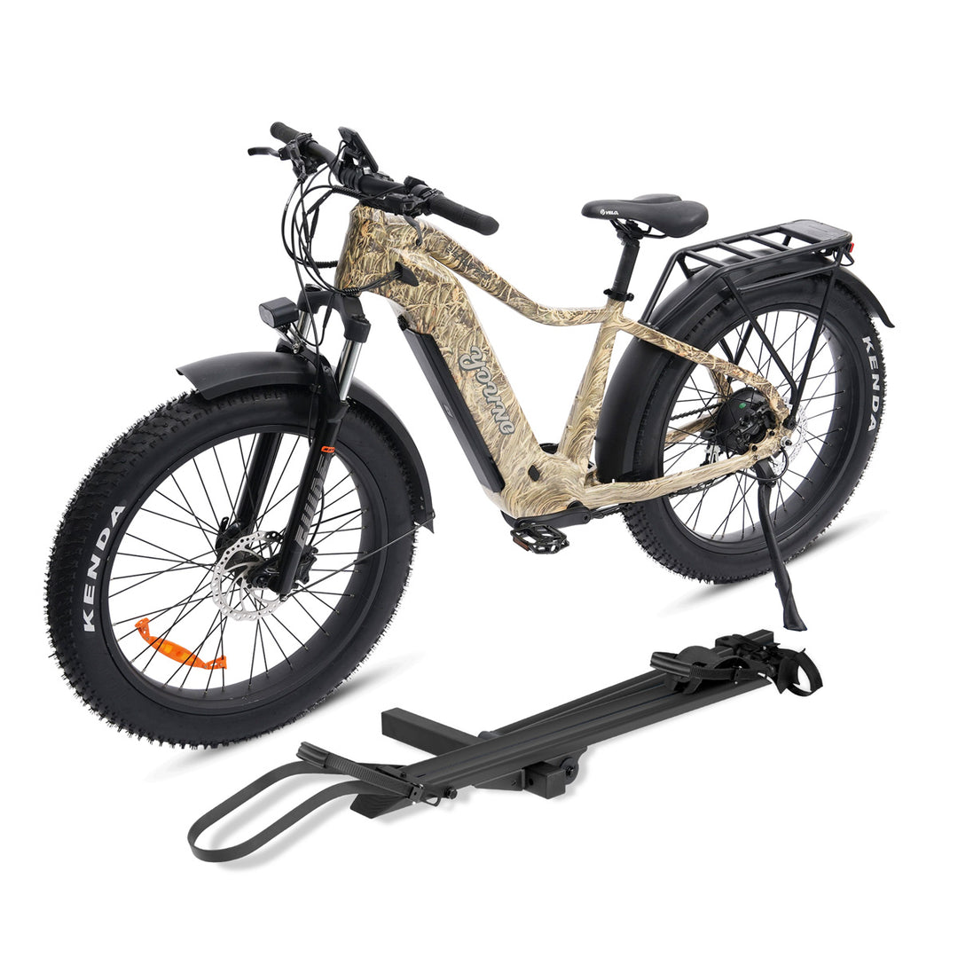 Young Electric E-Scout Pro 750W Long Range Electric Hunting Bike + Single Bike Rack | 960Wh LG Battery | Up to 80 Miles, 28 MPH | 26’’ All-terrain eBike