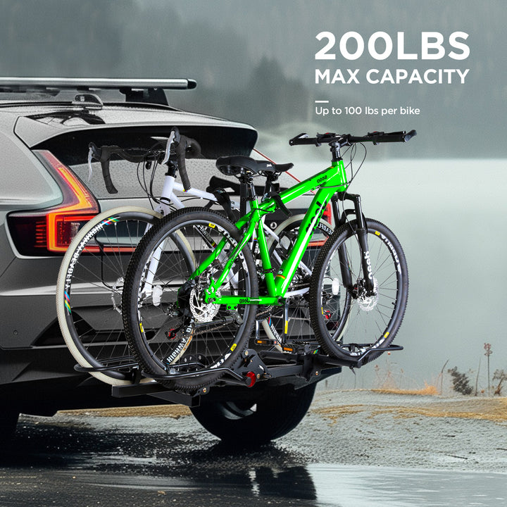 2-Bike Hitch Rack with Lock, Folding Fat Tire Bike Carrier, 200