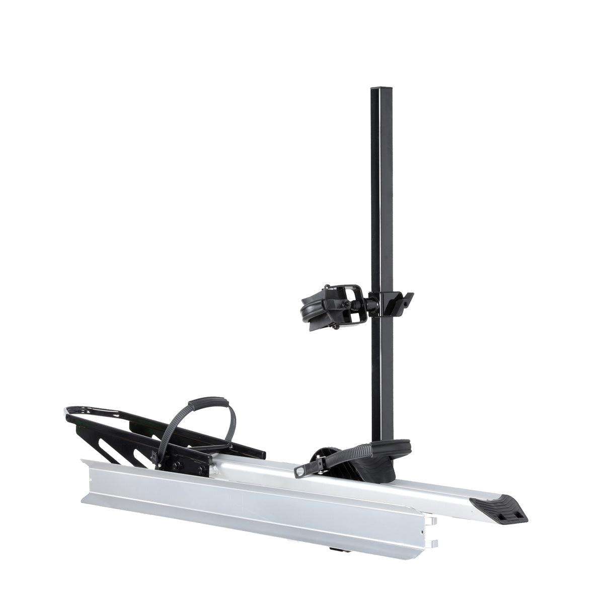 Foldable 1-Bike Hitch E-bike Rack with Ramp, Folding Single Electric Bike Carrier, 100 LBS Capacity, Fits 2'' Receiver