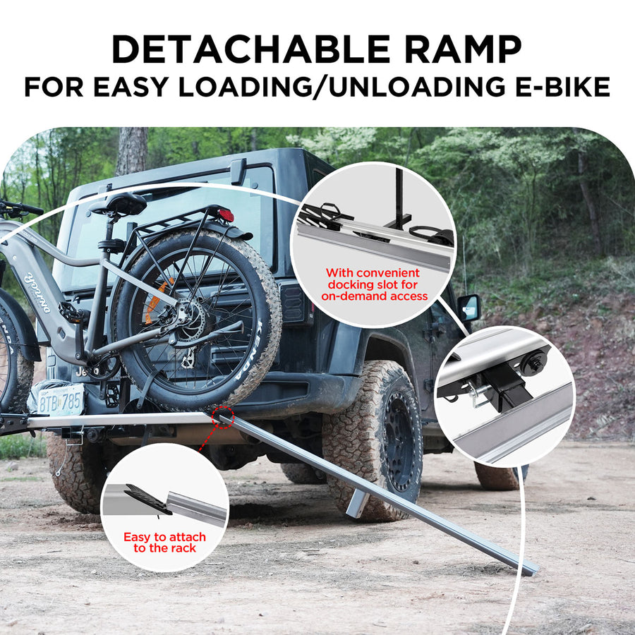 1-Bike Hitch E-bike Rack with Ramp, Lightweight Single Electric Bike C ...