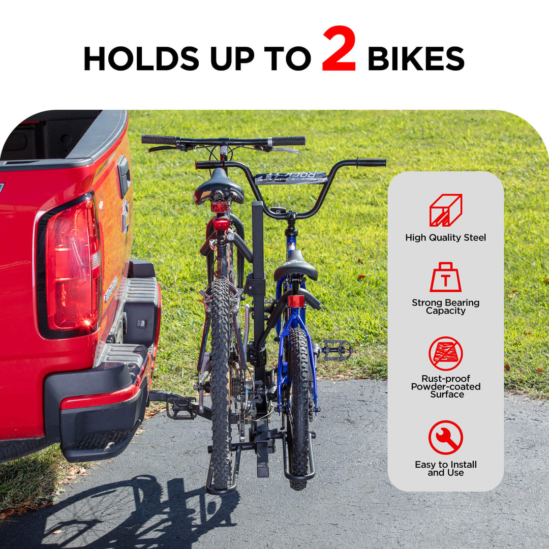 2-Bike Hitch Bike Rack, Pin Clip Folding Bike Carrier, 80 LBS Capacity ...
