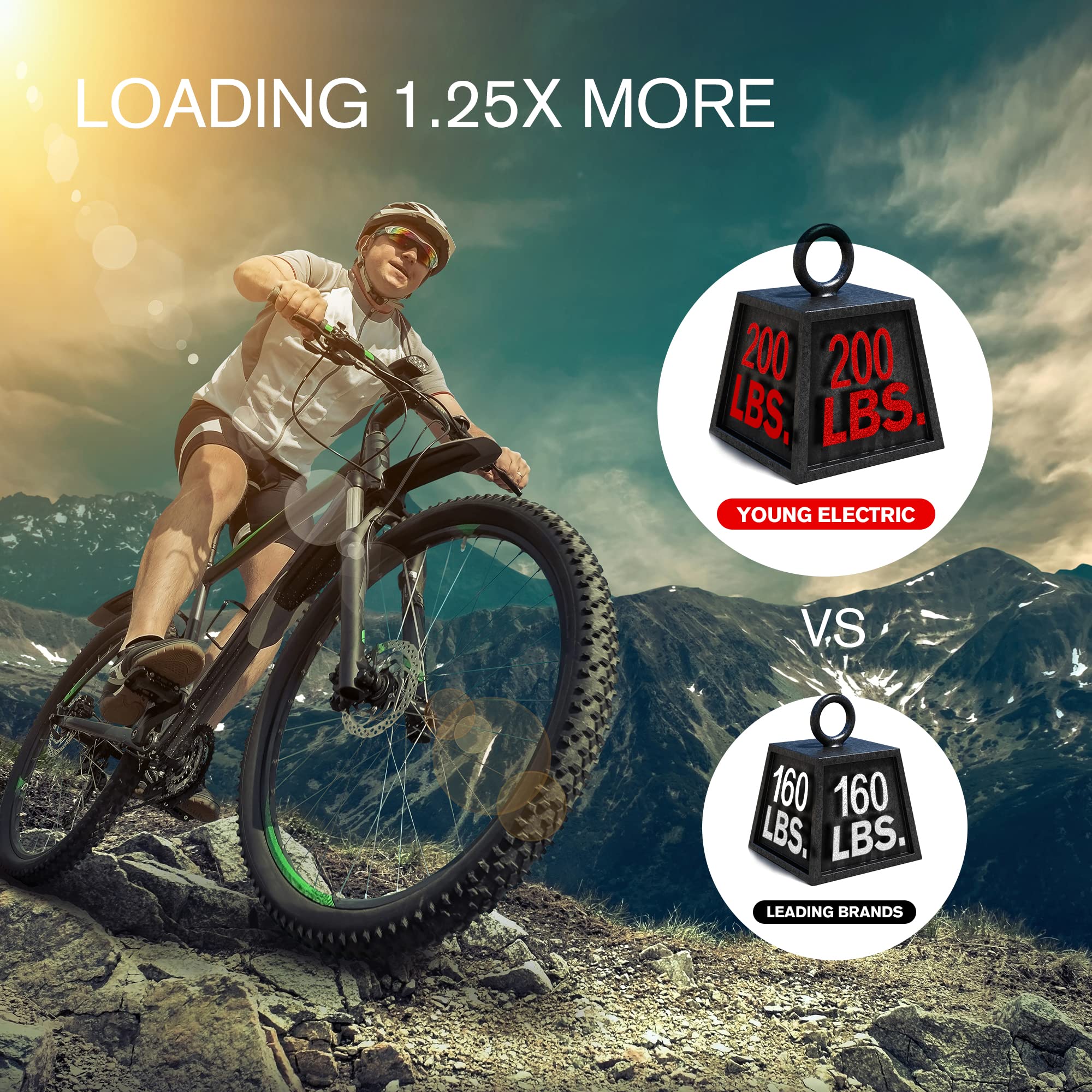 2-Bike Hitch Bike Rack, Folding Fat Tire Bike Carrier, 200 LBS, 2'' Receiver