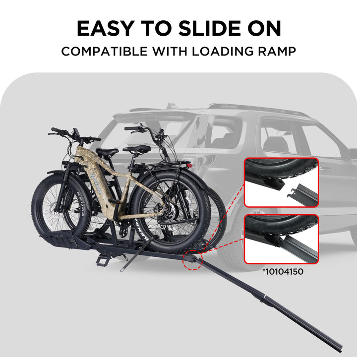 2-Bike Hitch E-bike Rack with Ramp, Fat Tire Electric Bike Carrier, 200 LBS Capacity, Fits 2'' Receiver