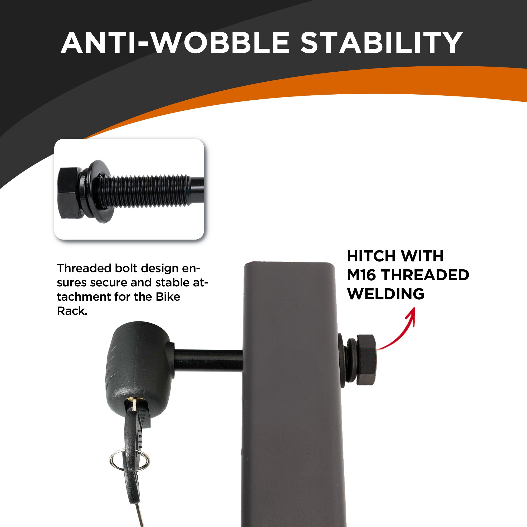 M16 Hitch Receiver Locking Pin for Bike Racks | Anti-Theft Security Lock