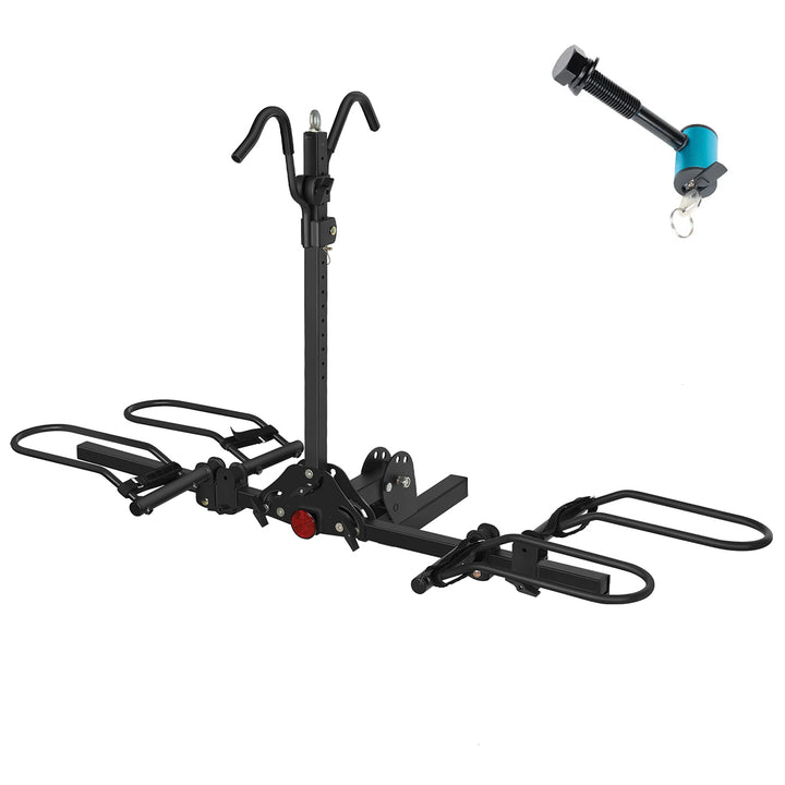 2-Bike Hitch Bike Rack, Folding Fat Tire Bike Carrier, 200 LBS, 2'' Receiver with Lock