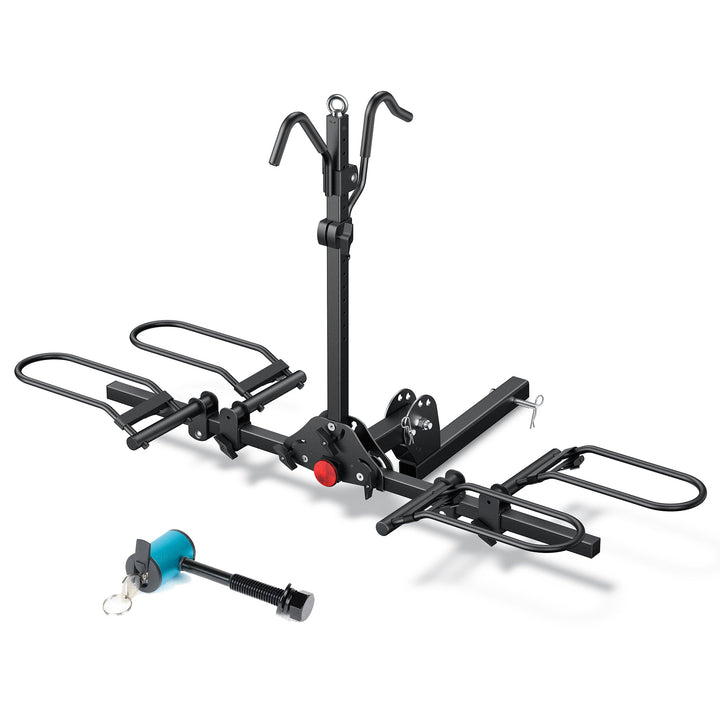 2-Bike Hitch Bike Rack, Folding Fat Tire Bike Carrier, 200 LBS, 2'' Receiver with Lock