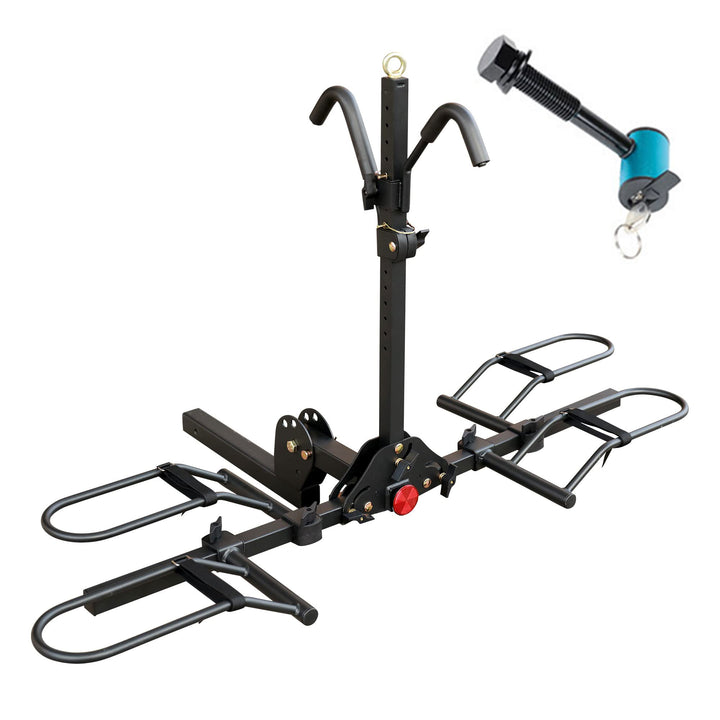 2-Bike Hitch Bike Rack, Folding Fat Tire Bike Carrier, 200 LBS, 2'' Receiver with Lock
