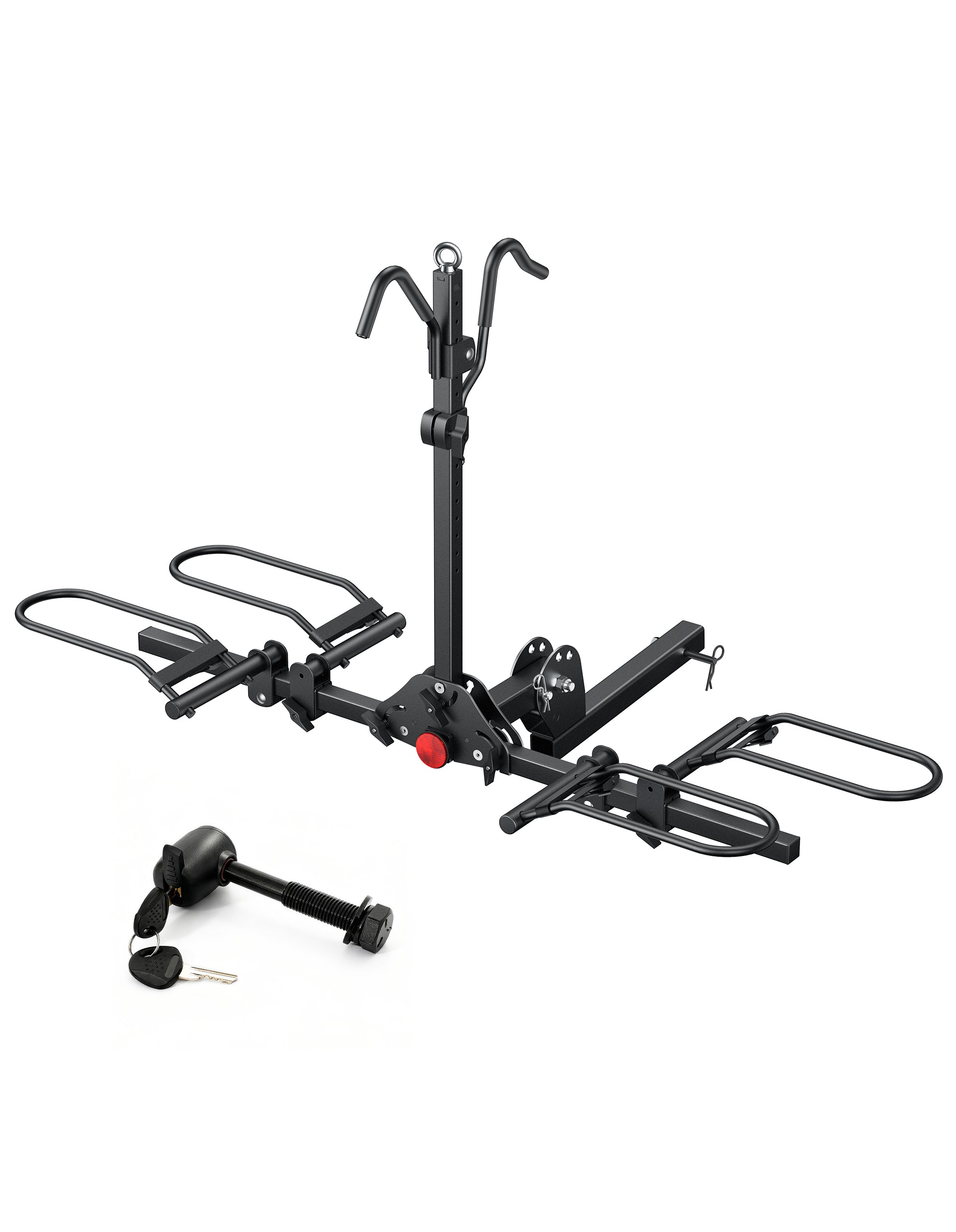 2-Bike Hitch Bike Rack, Folding Fat Tire Bike Carrier, 200 LBS, 2'' Receiver with Lock