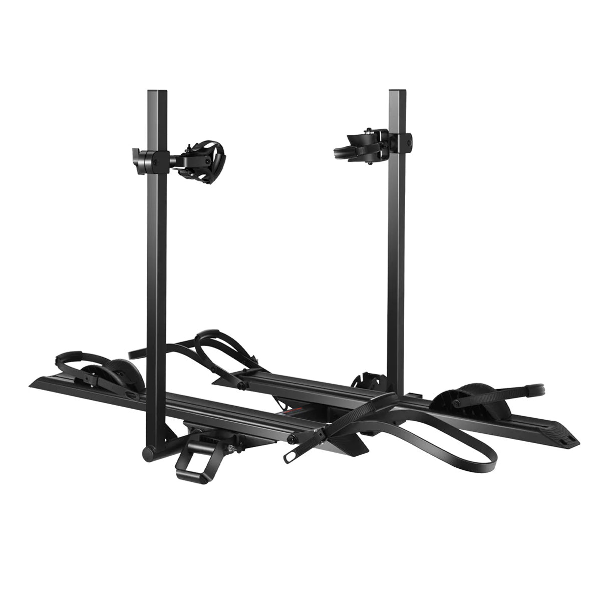2-Bike Hitch Electric Bike Rack, Folding Fat Tire E-Bike Carrier, 200 LBS Capacity, Fits 2'' Receiver, Anti-falloff 360° Swirl Structure