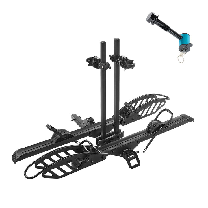 2-Bike Hitch Electric Bike Rack, Folding Fat Tire E-Bike Carrier, 200 LBS Capacity, Fits 2'' Receiver with Lock