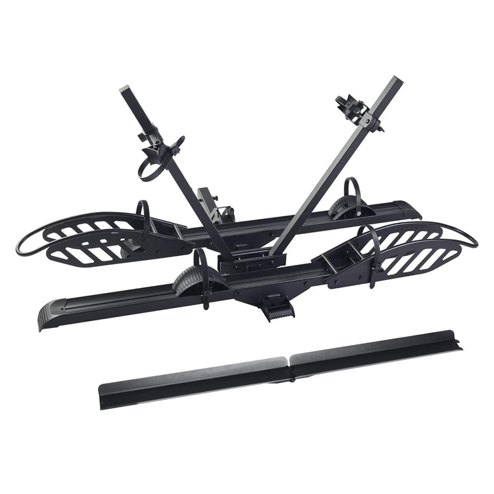 2-Bike Hitch Electric Bike Rack, Folding Fat Tire E-Bike Carrier, 200 LBS Capacity, Fits 2'' Receiver, with Ramp