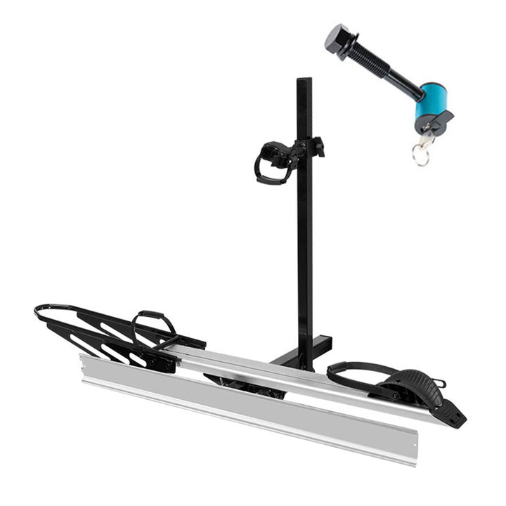 1-Bike Hitch E-bike Rack with Ramp, Lightweight Single Electric Bike Carrier, 100 LBS Capacity, Fits 2'' Receiver with Lock