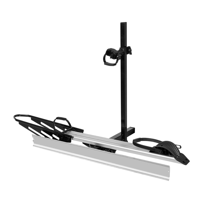 Foldable 1-Bike Hitch E-bike Rack with Ramp, Folding Single Electric Bike Carrier, 100 LBS Capacity, Fits 2'' Receiver