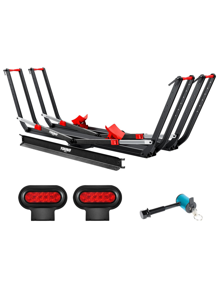 200lbs Capacity Tire-Clamp E-bike Rack with Ramp and Brake Light