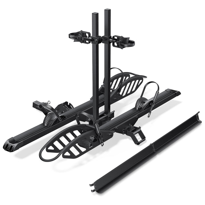 2-Bike Hitch Electric Bike Rack, Folding Fat Tire E-Bike Carrier, 200 LBS Capacity, Fits 2'' Receiver, with Ramp