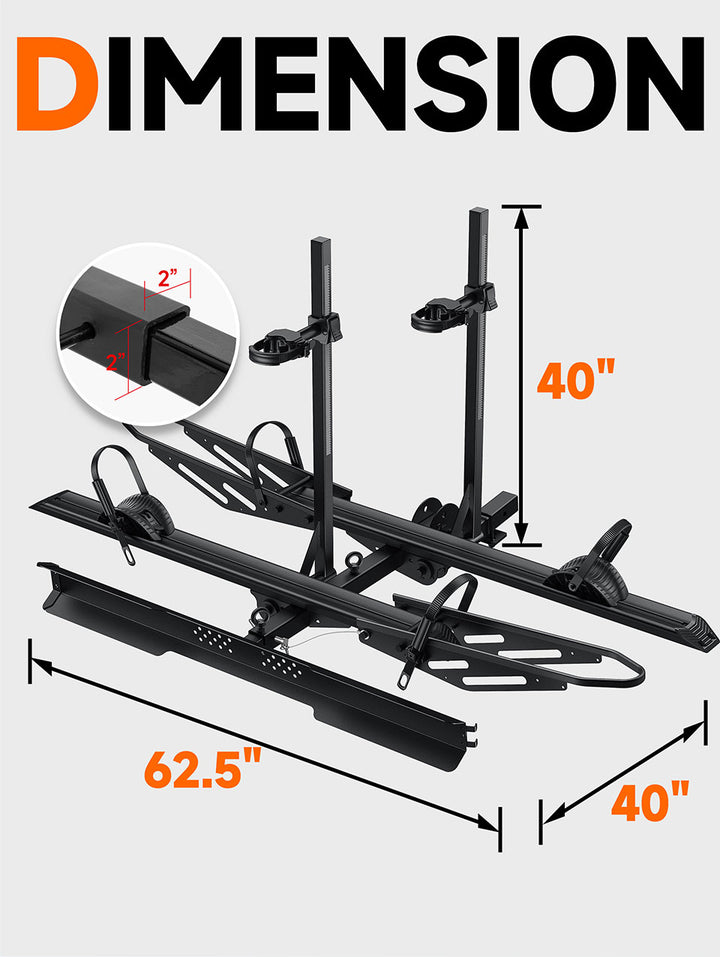 300 LB Off-Road Ultimate 2-Bike E-Bike Hitch Rack with Ramp, 150 LBS per Bike, Heavy Duty Dual Safety Lock, Fits 5" Fat Tire E-Bikes, Foldable for 2" Receiver