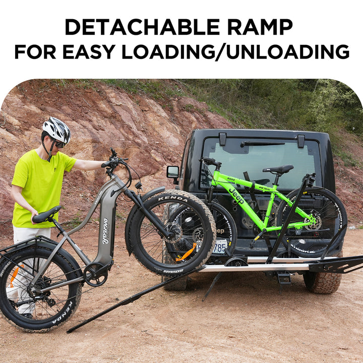 100 LB Capacity Foldable Loading Ramp For Bike Racks, High-Strength Steel, Rustproof