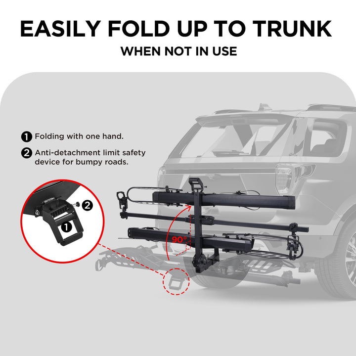 2-Bike Hitch E-bike Rack with Ramp, Fat Tire Electric Bike Carrier, 200 LBS Capacity, Fits 2'' Receiver