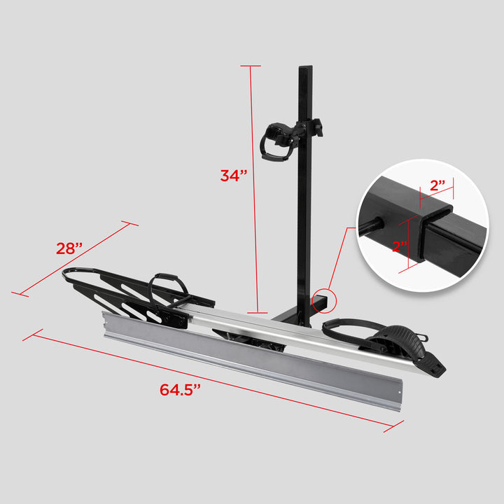 1-Bike Hitch E-bike Rack with Ramp, Lightweight Single Electric Bike Carrier, 100 LBS Capacity, Fits 2'' Receiver