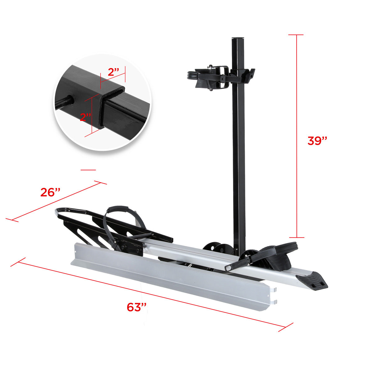 Single Path Rack Foldable 1-Bike Hitch E-bike Rack with Ramp, Folding Single Electric B ...