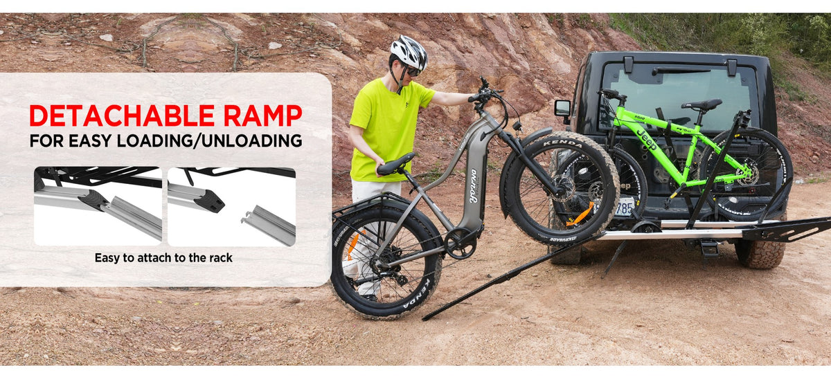 Drive On Rack Ramps 100 LB Capacity Foldable Loading Ramp For Bike Racks, High-Strength St ...
