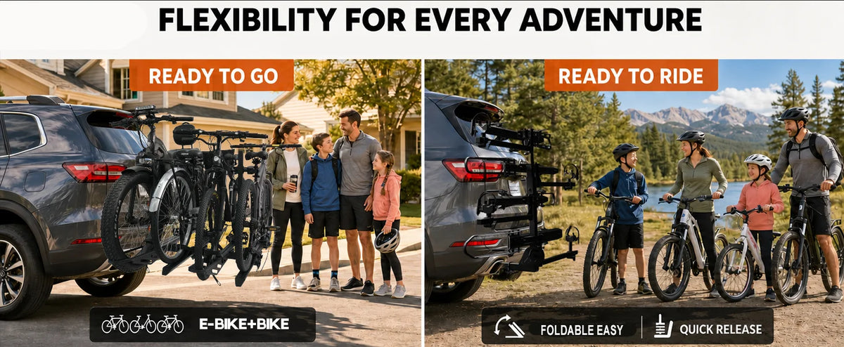 Bike Rack Extable 2+2 Add-On Hitch E-bike Rack, Expandable 4-Bike Carrier, 250 LBS Capac ...