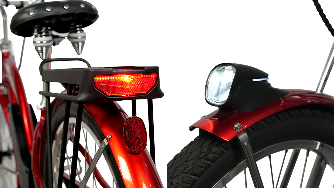 YOUNG ELECTRIC E-Classic Cruiser 26‘’ Retro eBike LED Headlight and Taillight