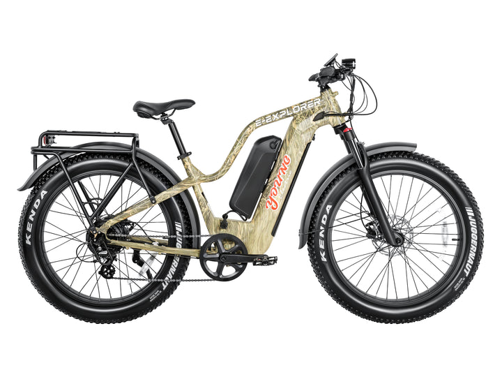 Young Electric E-Explorer 1000W Long Range Electric Hunting Bike | Optional Dual Battery | Up To 28 MPH | 26'' Fat Tire