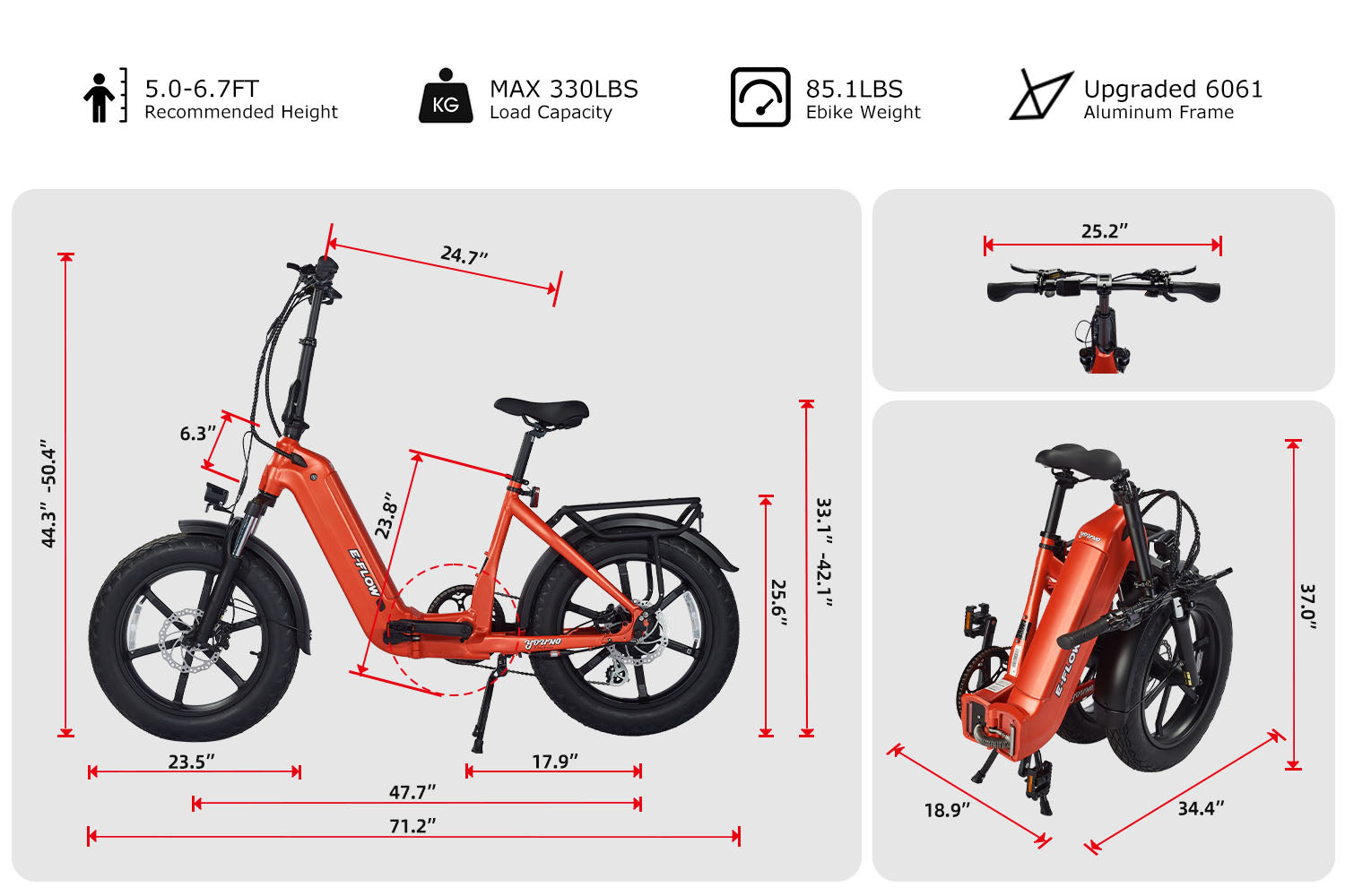 Young Electric E Flow 750W Folding eBike 20 All terrain Fat Tire W