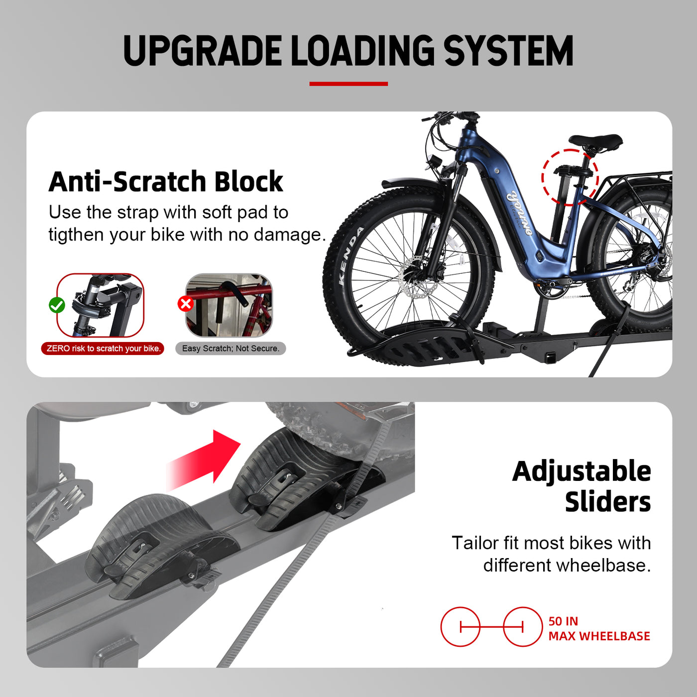 Young Electric SOLE R Hitch Bike Rack | 2’’ Receiver, 100 LBS Capacity