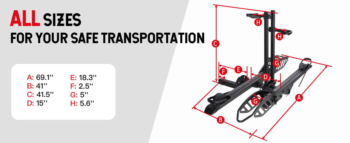 Young Electric MATE R Foldable Hitch Bike Rack 2 Receiver 200 LBS