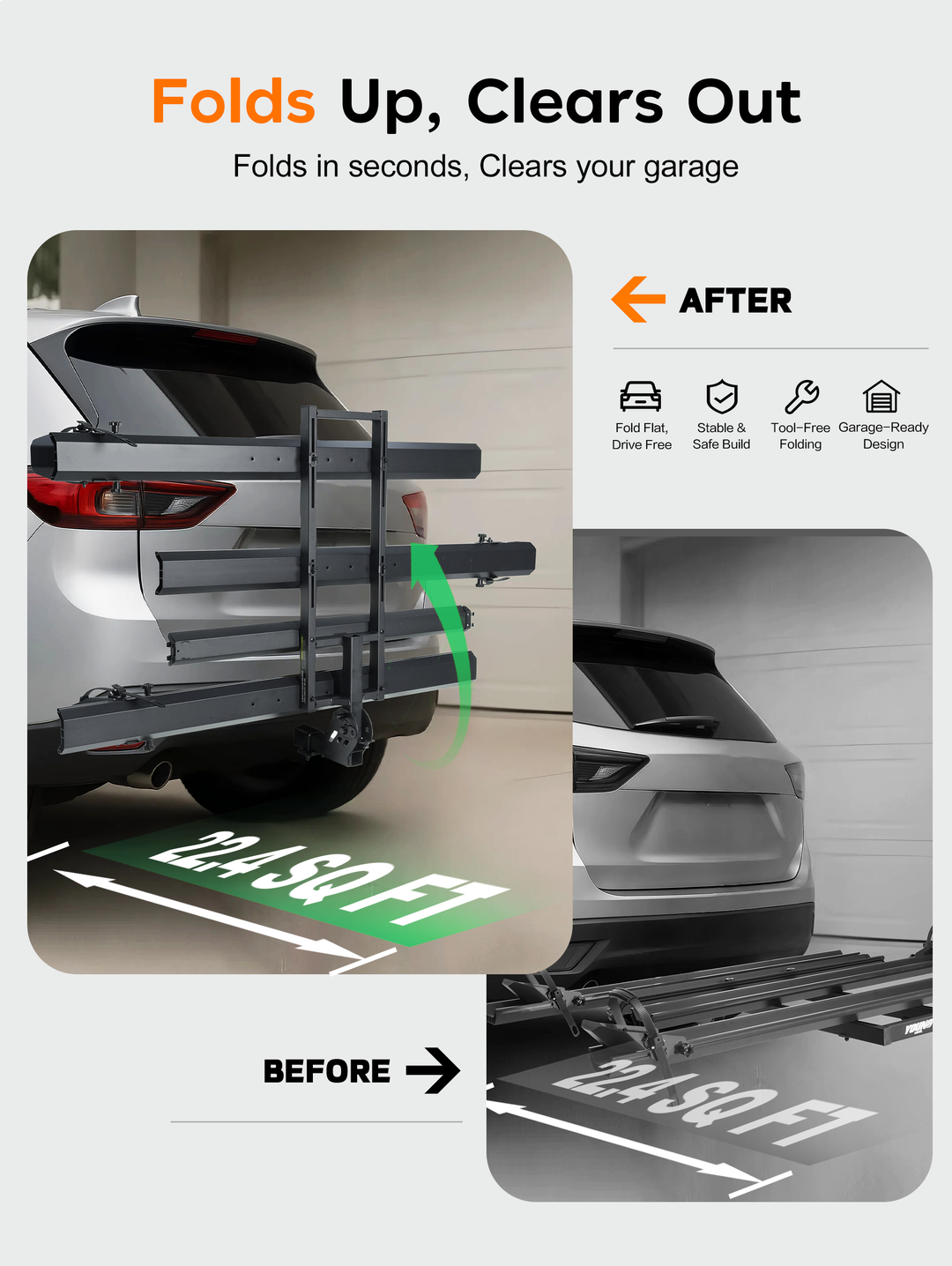 Etrike Hitch Rack — 200lbs Capacity, 2" Receiver, Adjustable Carrier for Adult Electric, Fat Tire & Folding Tricycles, Fits Cars, SUVs, Trucks & RVs