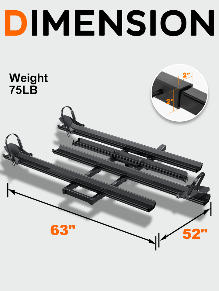 Etrike Hitch Rack — 200lbs Capacity, 2" Receiver, Adjustable Carrier for Adult Electric, Fat Tire & Folding Tricycles, Fits Cars, SUVs, Trucks & RVs