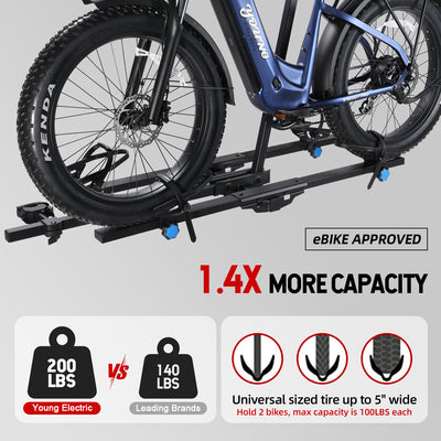 Young Electric FELLOW Foldable Hitch Bike Rack | 2’’ Receiver, 200 LBS Capacity