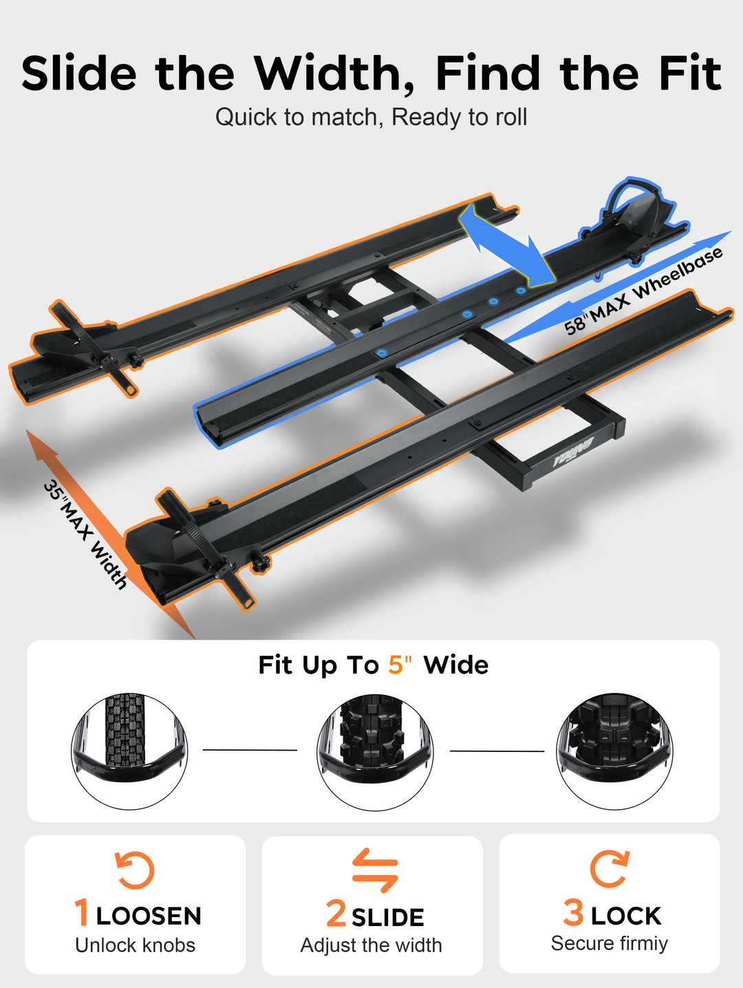 Etrike Hitch Rack — 200lbs Capacity, 2" Receiver, Adjustable Carrier for Adult Electric, Fat Tire & Folding Tricycles, Fits Cars, SUVs, Trucks & RVs