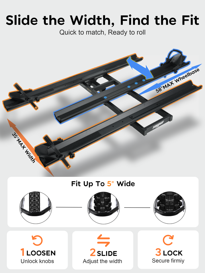 Etrike Hitch Rack — 200lbs Capacity, 2" Receiver, Adjustable Carrier for Adult Electric, Fat Tire & Folding Tricycles, Fits Cars, SUVs, Trucks & RVs