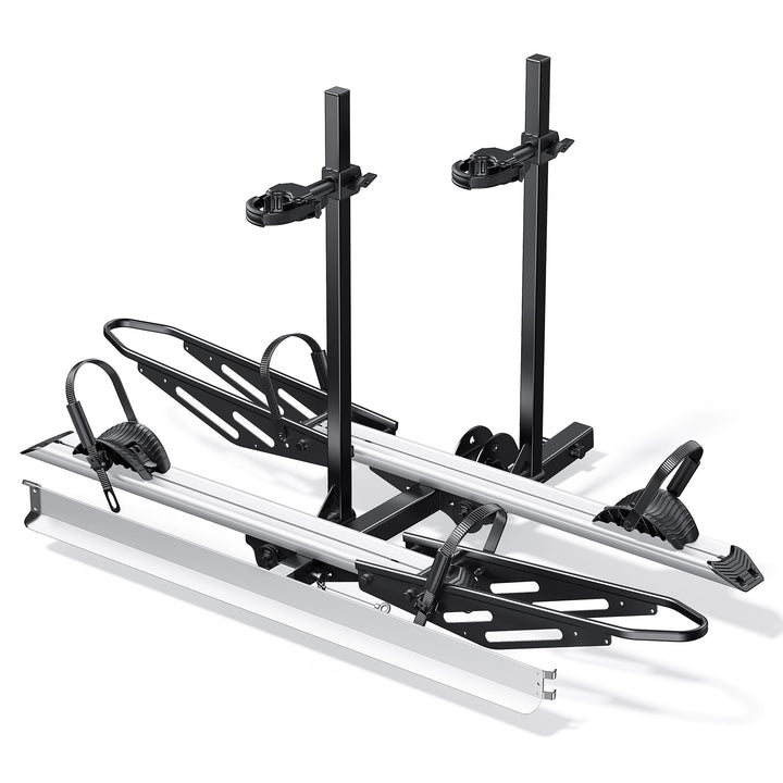 2-Bike Hitch E-bike Rack with Ramp, Fat Tire Electric Bike Carrier, 200 LBS Capacity, Fits 2'' Receiver