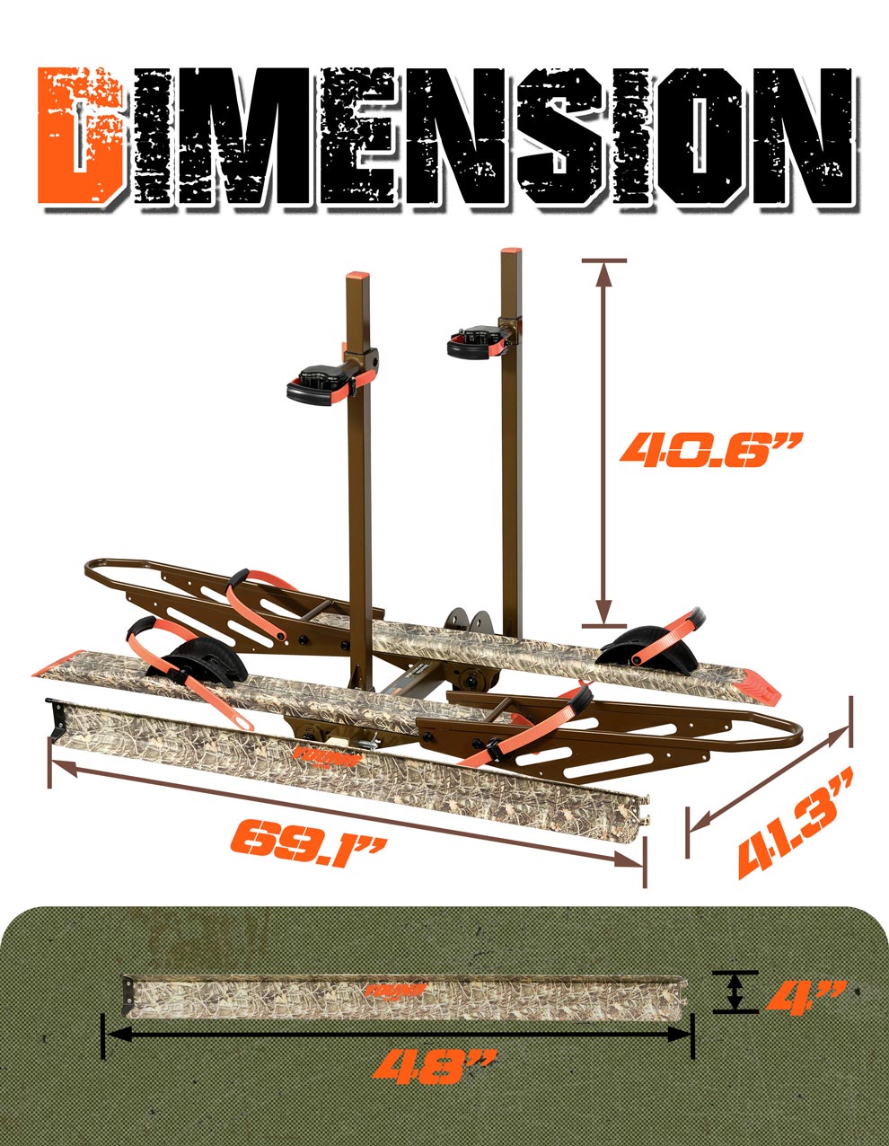 Camo 2-Bike Hitch E-bike Rack with Ramp, Fat Tire Electric Bike Carrier, 200 LBS Capacity, Fits 2'' Receiver