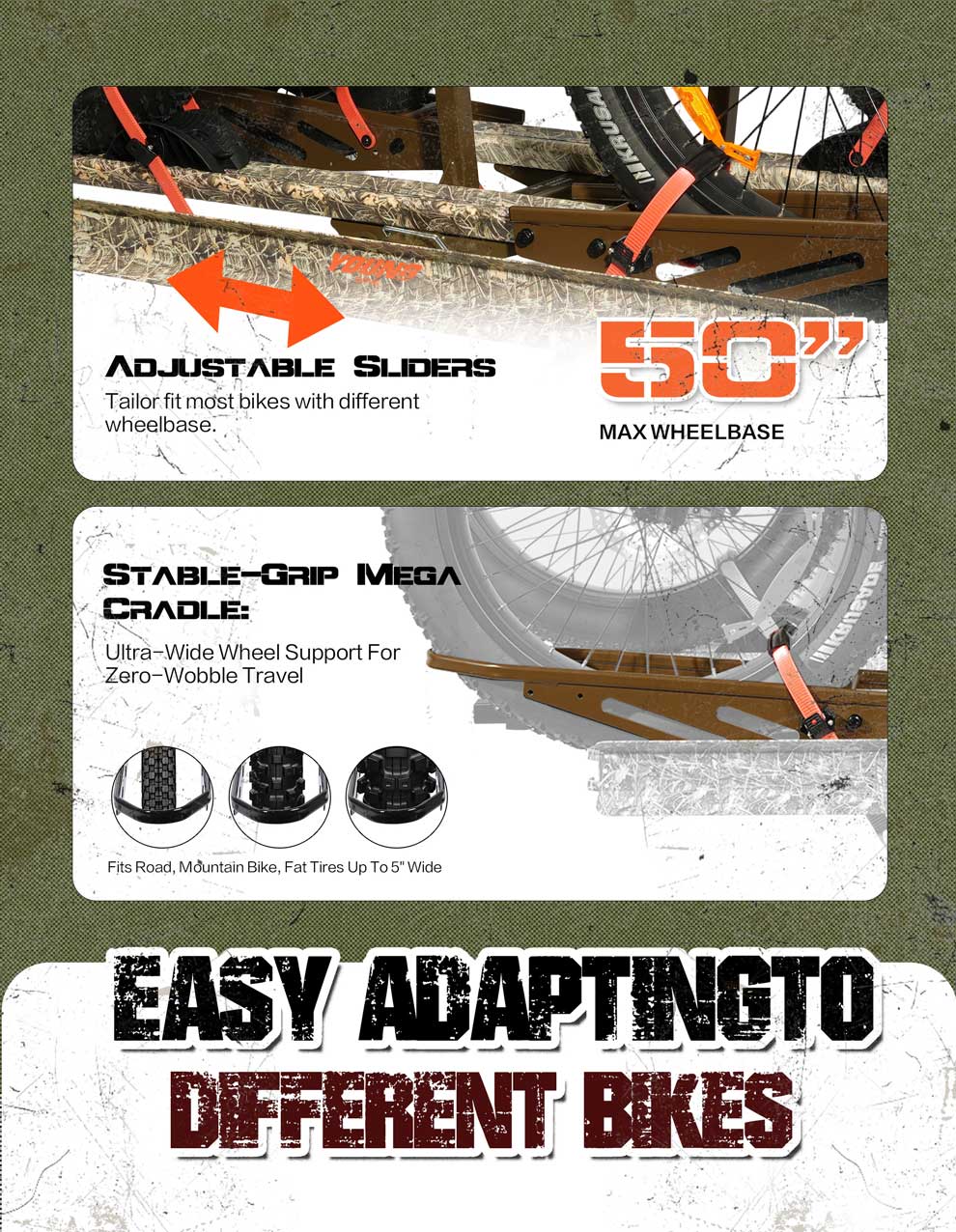 Camo 2-Bike Hitch E-bike Rack with Ramp, Fat Tire Electric Bike Carrier, 200 LBS Capacity, Fits 2'' Receiver