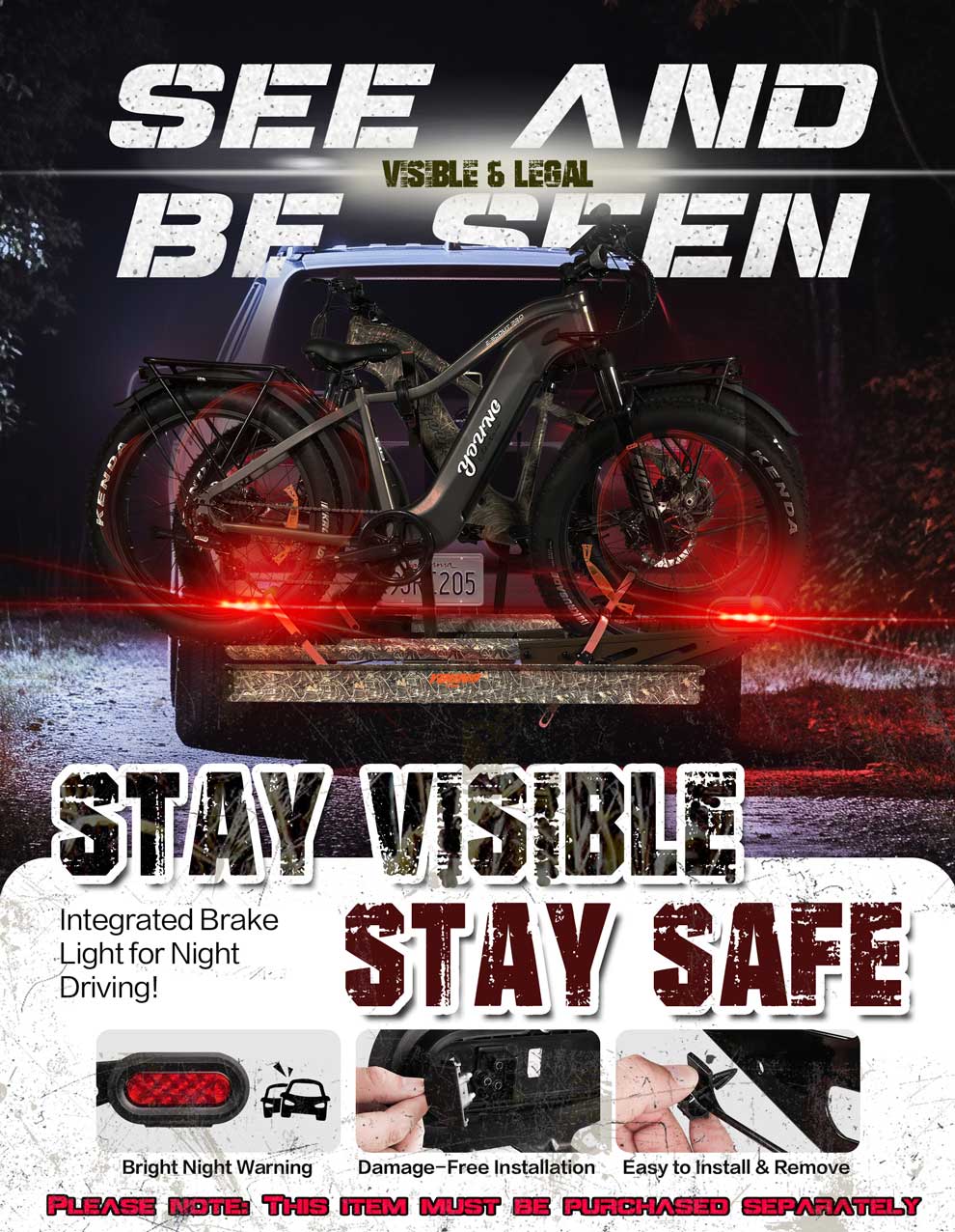 Camo 2-Bike Hitch E-bike Rack with Ramp, Fat Tire Electric Bike Carrier, 200 LBS Capacity, Fits 2'' Receiver